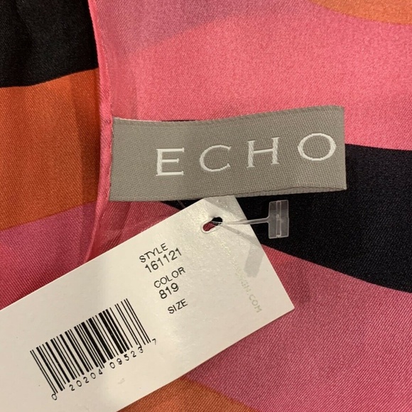 ECHO 100% Silk Multicolored 34" Square Scarf NWT - Picture 5 of 5